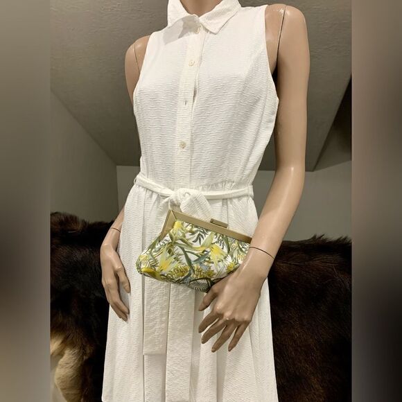 Handmade Genuine Leather Floral Printed Push-lock Clutch/Crossbody/Evening Bag